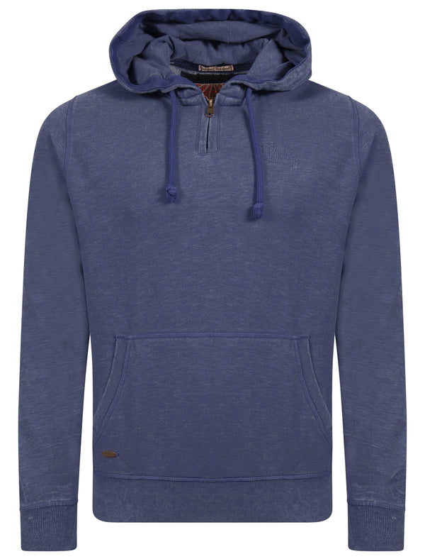Belvieu Cove Zip Detail Pullover Hoodie in Washington Blue - Tokyo Laundry