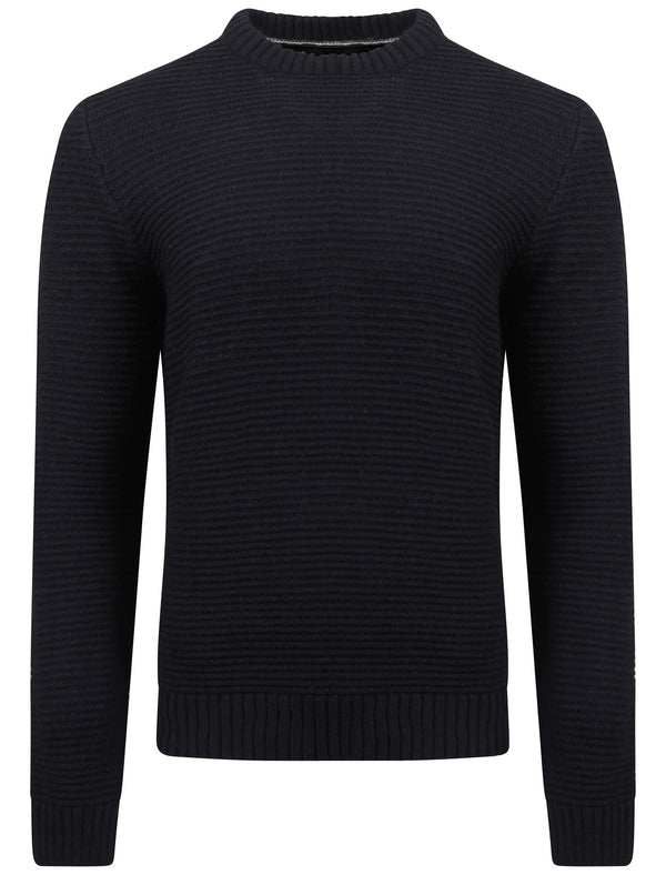 Men's textured wool blend navy jumper