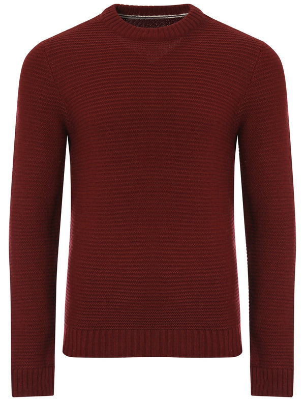 Men's textured wool blend oxblood jumper