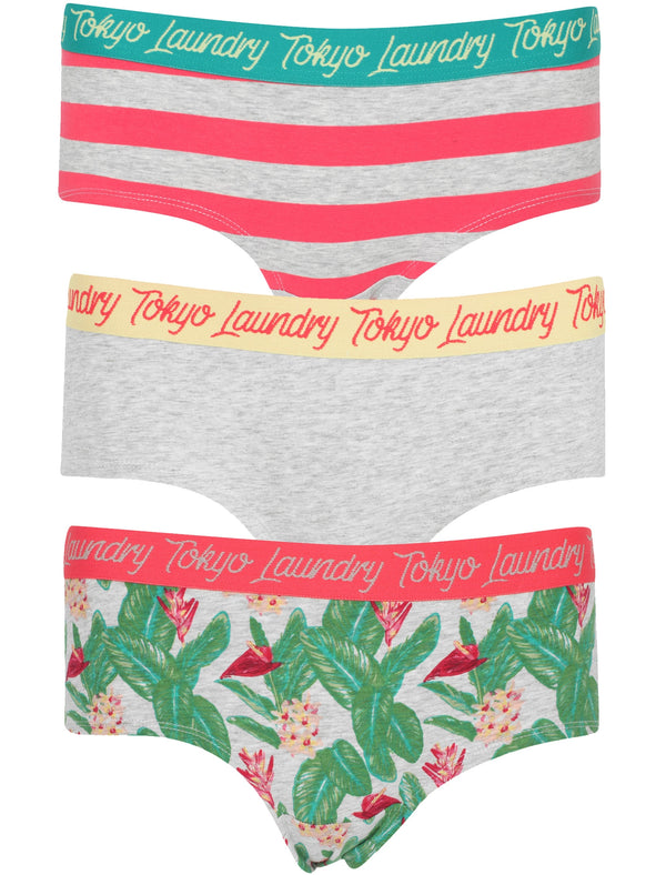 Bergamot (3 Pack) Tropical Print Assorted Briefs In Blue / Yellow / Red- Tokyo Laundry