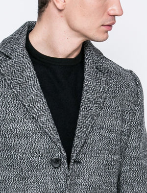 Bermondsey Tailored Wool Blend Overcoat in Grey / White - Tokyo Laundry