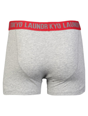Berriman (2 Pack) Boxer Shorts Set in Red / Grey Marl - Tokyo Laundry