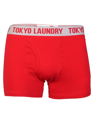 Berriman (2 Pack) Boxer Shorts Set in Red / Grey Marl - Tokyo Laundry