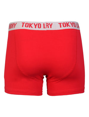 Berriman (2 Pack) Boxer Shorts Set in Red / Grey Marl - Tokyo Laundry