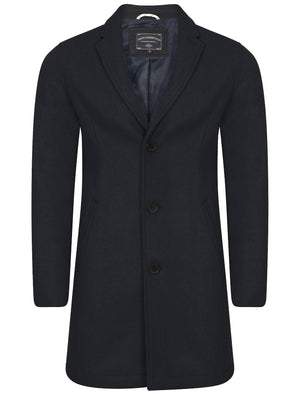 Bezout Button Up Wool Blend Overcoat in Navy - Tokyo Laundry