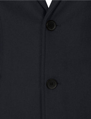 Bezout Button Up Wool Blend Overcoat in Navy - Tokyo Laundry