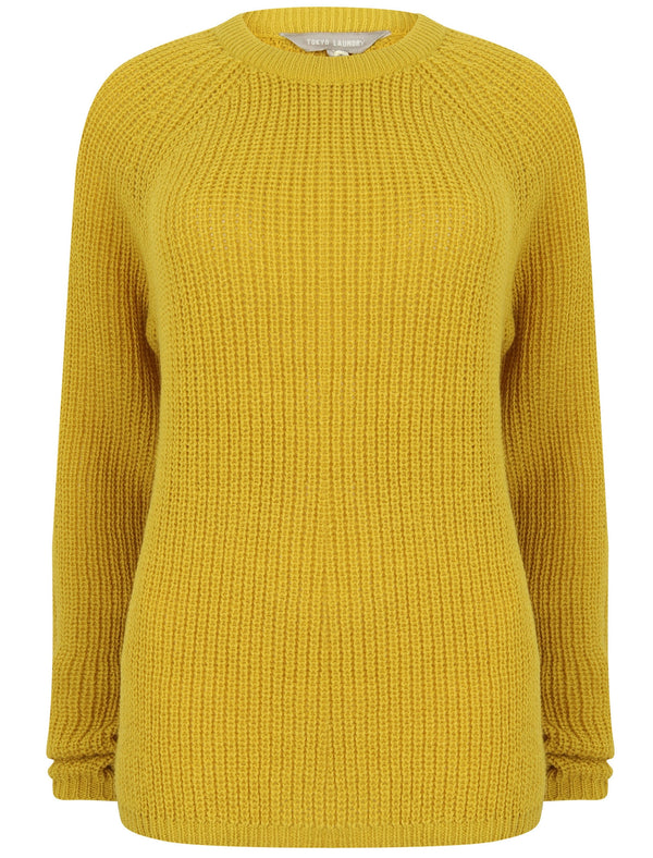 Bilberry Crew Neck Fisherman Knit Jumper In Cress Green - Tokyo Laundry