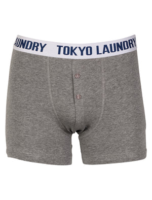Bond ( 2 Pack) Boxer Shorts Set in White /  Grey Marl - Tokyo Laundry