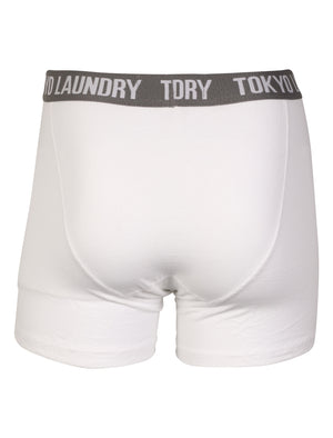 Bond ( 2 Pack) Boxer Shorts Set in White /  Grey Marl - Tokyo Laundry