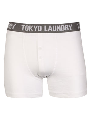 Bond ( 2 Pack) Boxer Shorts Set in White /  Grey Marl - Tokyo Laundry