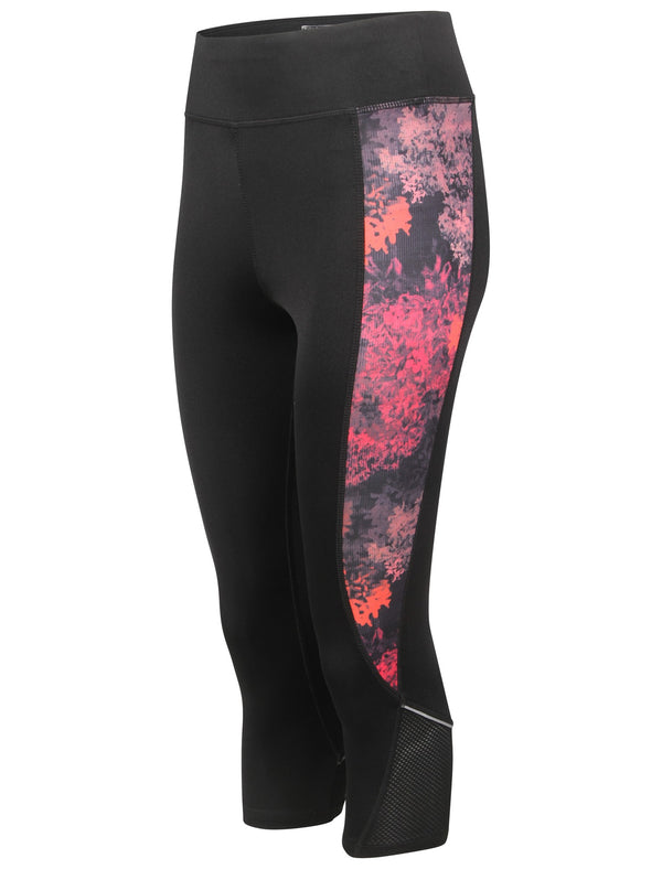 Bonnie Workout Capri Leggings in Black / Floral Print - Tokyo Laundry Active