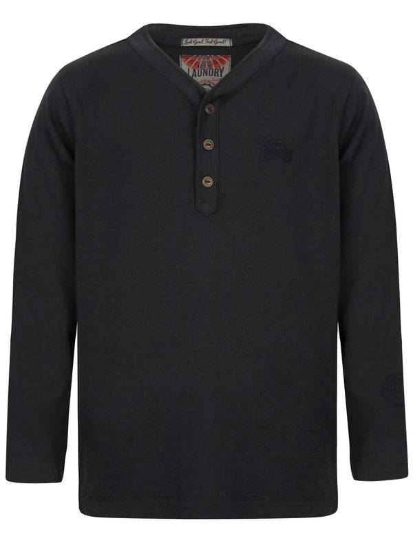 Boys K-Winter Pines Henley Top in Dark Navy - Tokyo Laundry Kids