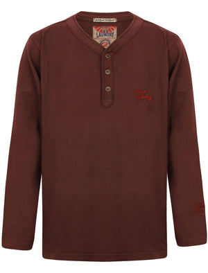Boys K-Winter Pines Henley Top in Wine Tasting - Tokyo Laundry Kids