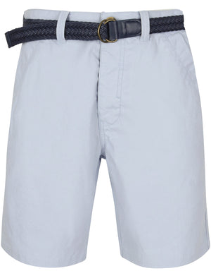 Brad Cotton Chino Shorts with Woven Belt in Kentucky Blue - Tokyo Laundry