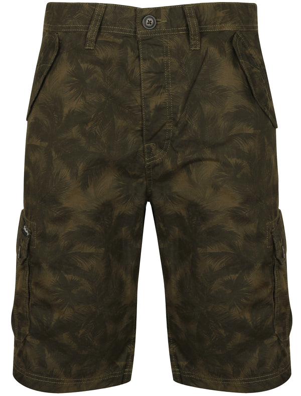 Brandon Tropical Print Cargo Shorts in Green Tropics - Tokyo Laundry