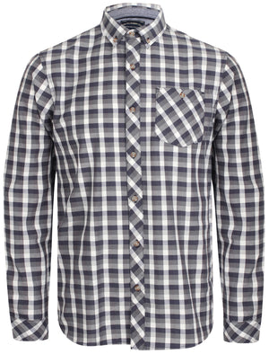 Bridlington Checked Cotton Long Sleeve Shirt In Dark Denim - Tokyo Laundry