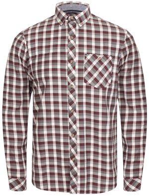 Bridlington Checked Cotton Long Sleeve Shirt In Red Mahogany - Tokyo Laundry