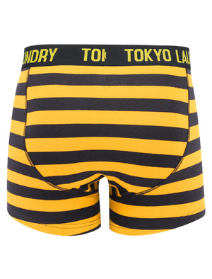 Brightlingsea (2 Pack) Striped Boxer Shorts Set in Mid Grey Marl / Yellow - Tokyo Laundry