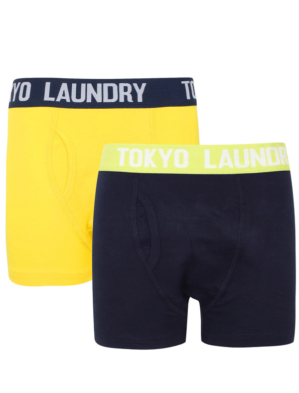 Boys Brights (2 Pack) Boxer Shorts Set In Vibrant Yellow / New Navy - Tokyo Laundry Kids