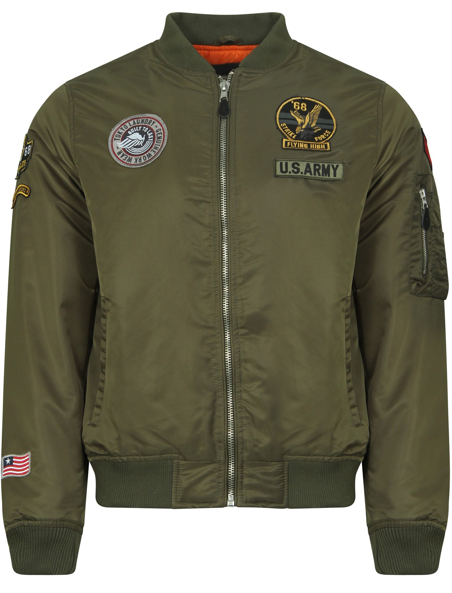 Cadence Bomber Jacket With Patches In Amazon Khaki Tokyo Laundry