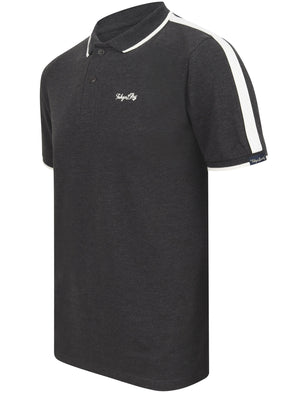 Cafe Racer Polo Shirt In Charcoal Marl - Tokyo Laundry