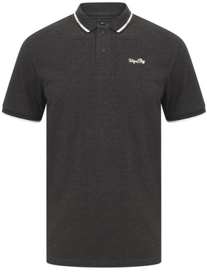 Cafe Racer Polo Shirt In Charcoal Marl - Tokyo Laundry