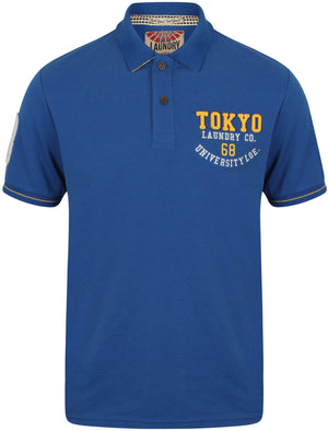 Calgary Point Applique Cotton Polo Shirt In Ocean - Tokyo Laundry