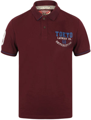Calgary Point Applique Cotton Polo Shirt In Wine Tasting - Tokyo Laundry