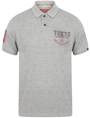 Calgary Point Applique Cotton Polo Shirt In Light Grey Marl - Tokyo Laundry