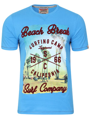 Cali Surf Motif T-Shirt in Swedish Blue - Tokyo Laundry