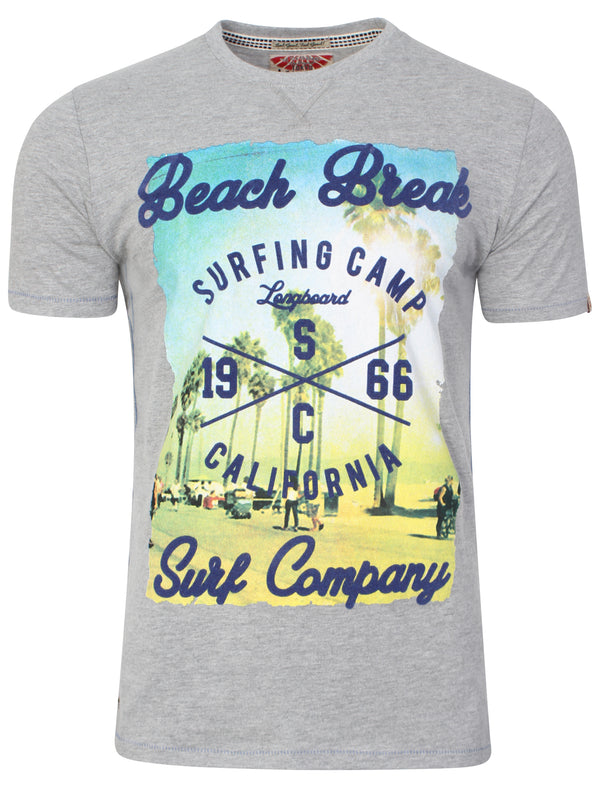 Cali Surf Motif T-Shirt in Grey Marl - Tokyo Laundry