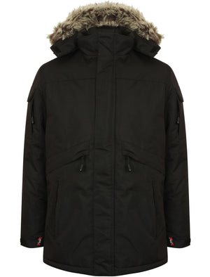 Cameron Parka Coat with Fur Trim Hood in Black - Tokyo Laundry