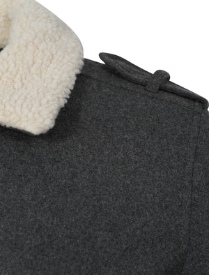 Canhem Wool Rich Borg Collar Aviator Jacket in Mid Grey Marl - Tokyo Laundry