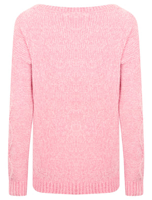 Caphis Tie Front Chenille Knitted Jumper in Candy Pink  - Tokyo Laundry