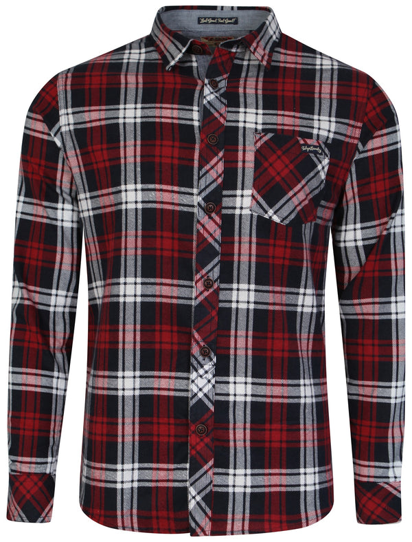 Carlsson Checked Flannel Shirt in Deep Red - Tokyo Laundry