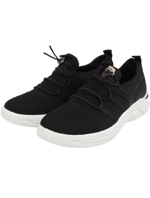 Catch Fly Knit Sports Style Running Trainers in Black - Tokyo Laundry