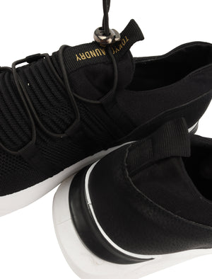 Catch Fly Knit Sports Style Running Trainers in Black - Tokyo Laundry