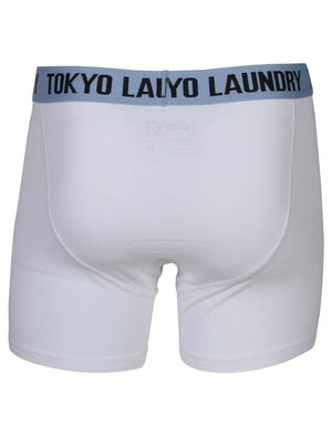 Chalcot Boxer Shorts Set in Optic White / Federal Blue - Tokyo Laundry