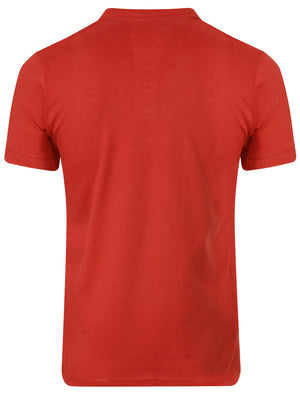 Chartham 2 Button Henley T-Shirt in Fiesta Red - Tokyo Laundry