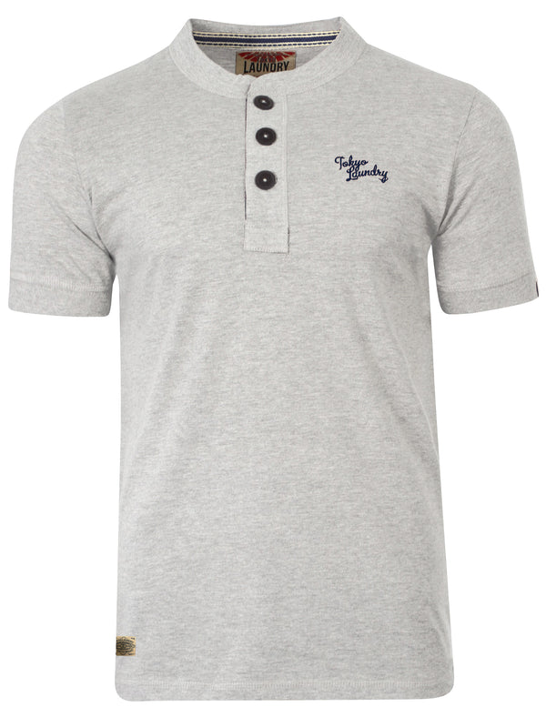 Chartham 2 Button Henley T-Shirt in Ice Grey Marl - Tokyo Laundry