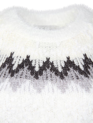 Chaucer Fairisle Pattern Fluffy Knit Jumper in Cream - Tokyo Laundry