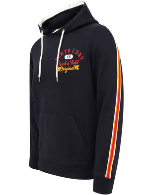 Cherryville Pullover Hoodie with Sporty Tape Sleeve Detail In Navy - Tokyo Laundry
