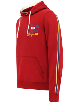 Cherryville Pullover Hoodie with Sporty Tape Sleeve Detail In Rio Red - Tokyo Laundry