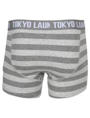 Chicksand Nautical Stripe Boxer Shorts Set in Light Grey/Grey Marl - Tokyo Laundry