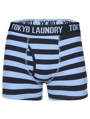 Chicksand Nautical Stripe Boxer Shorts Set in Navy/Blue - Tokyo Laundry