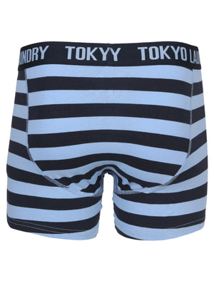 Chicksand Nautical Stripe Boxer Shorts Set in Navy/Blue - Tokyo Laundry