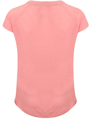 Clotho Flocked Motif Neppy T-Shirt in Candy Pink - Tokyo Laundry