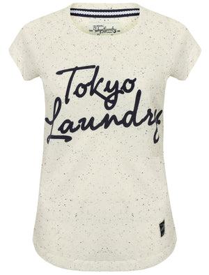 Clotho Flocked Motif Neppy T-Shirt in Ice Grey - Tokyo Laundry