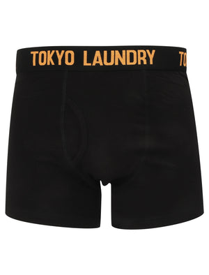 Colne (2 Pack) Boxer Shorts Set in Green Glow / Blazing Orange - Tokyo Laundry