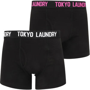 Colne (2 Pack) Boxer Shorts Set in Rose Violet / Optic White - Tokyo Laundry